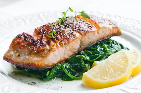 Salmon plate offered by the dining service