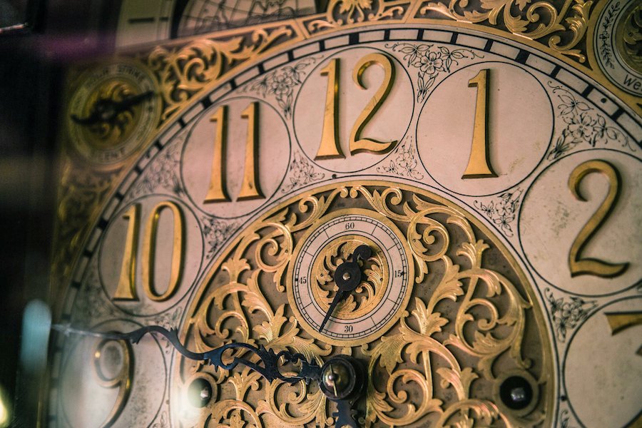 Clock face in The Mansion at Rosemont