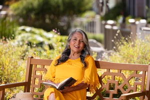 Hispanic Woman on a Bench