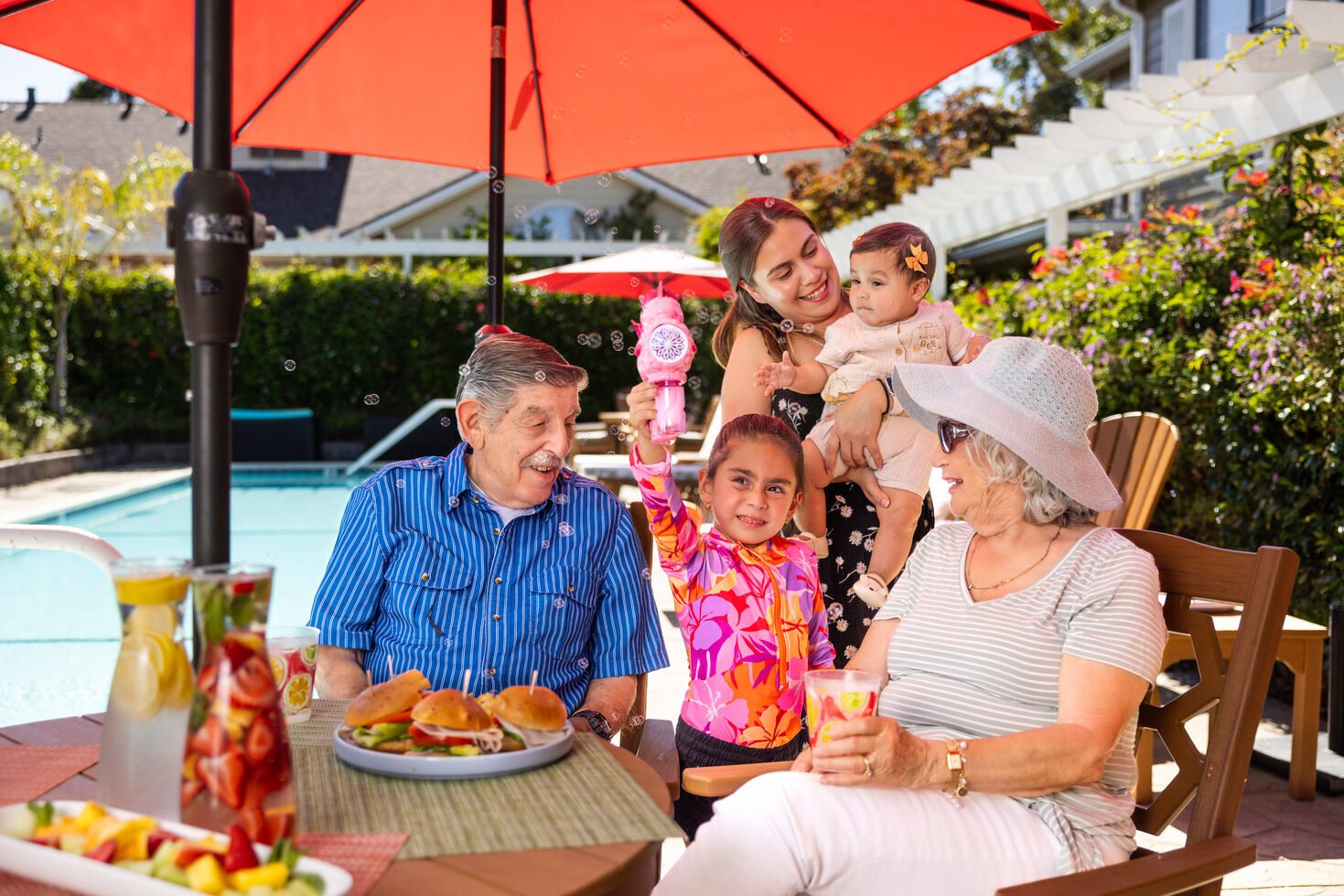 Family by the pool