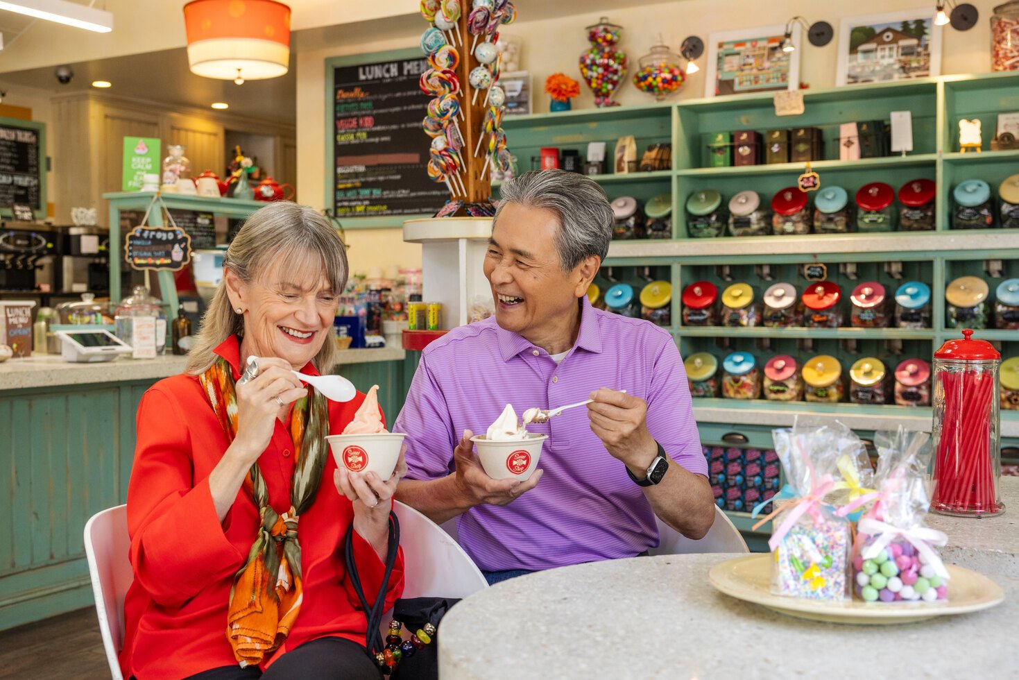 Couple at ice cream shop