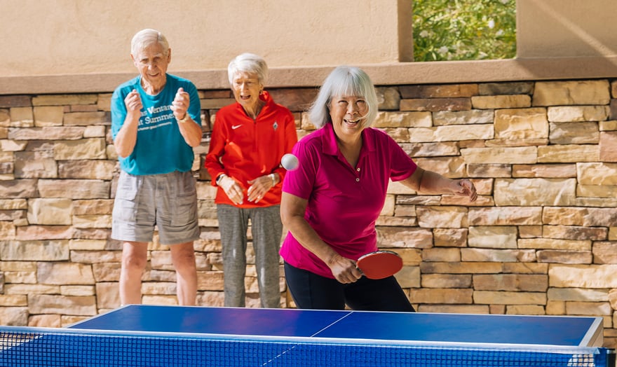seniors playing ping pong