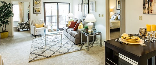 Open concept living space of an apartment home at Las Ventanas at Summerlin