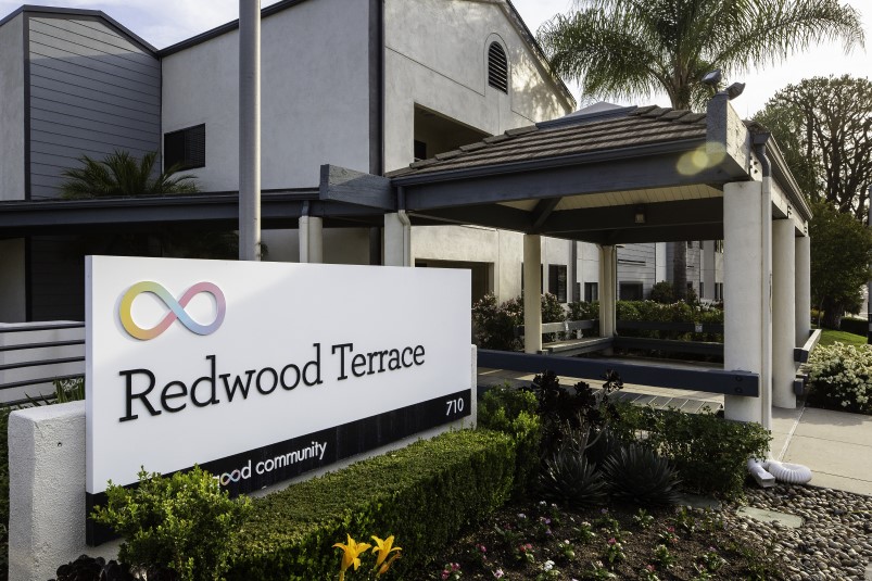 Redwood Terrace sign and community entrance