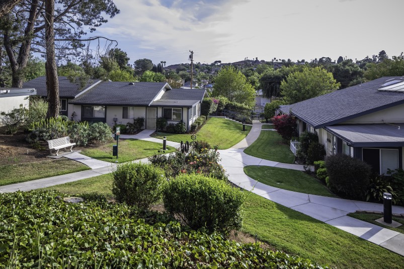 Aerial view of Redwood Terrace buildings