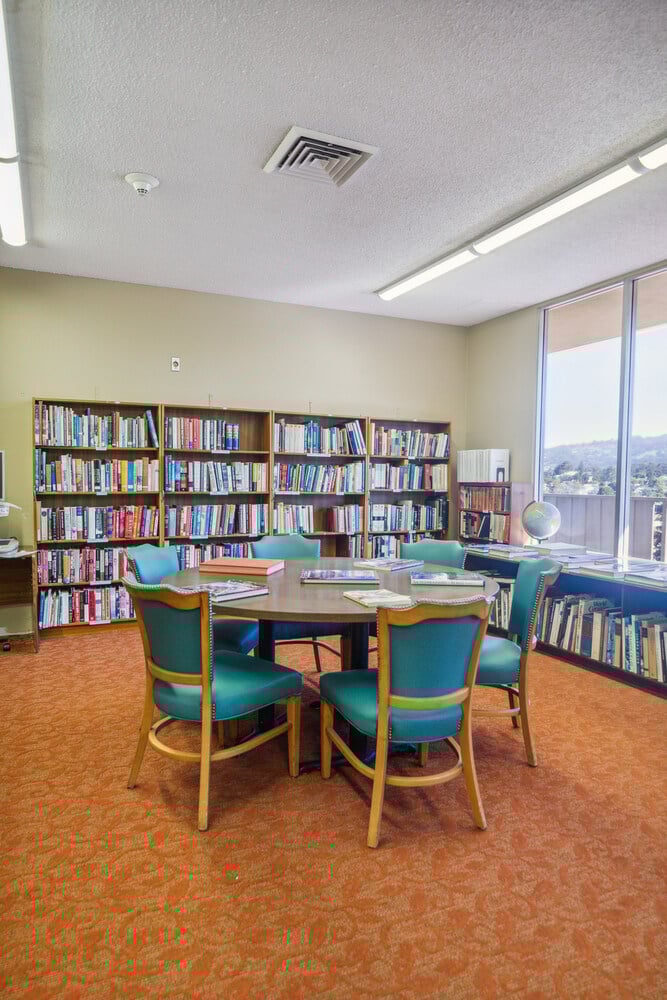  library table with view out window