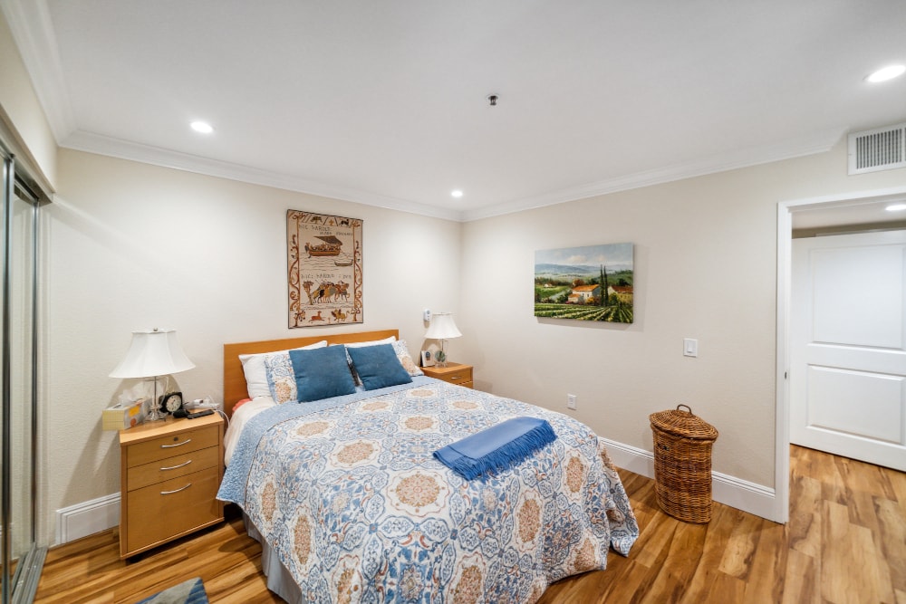 Bedroom with bed and nightstand