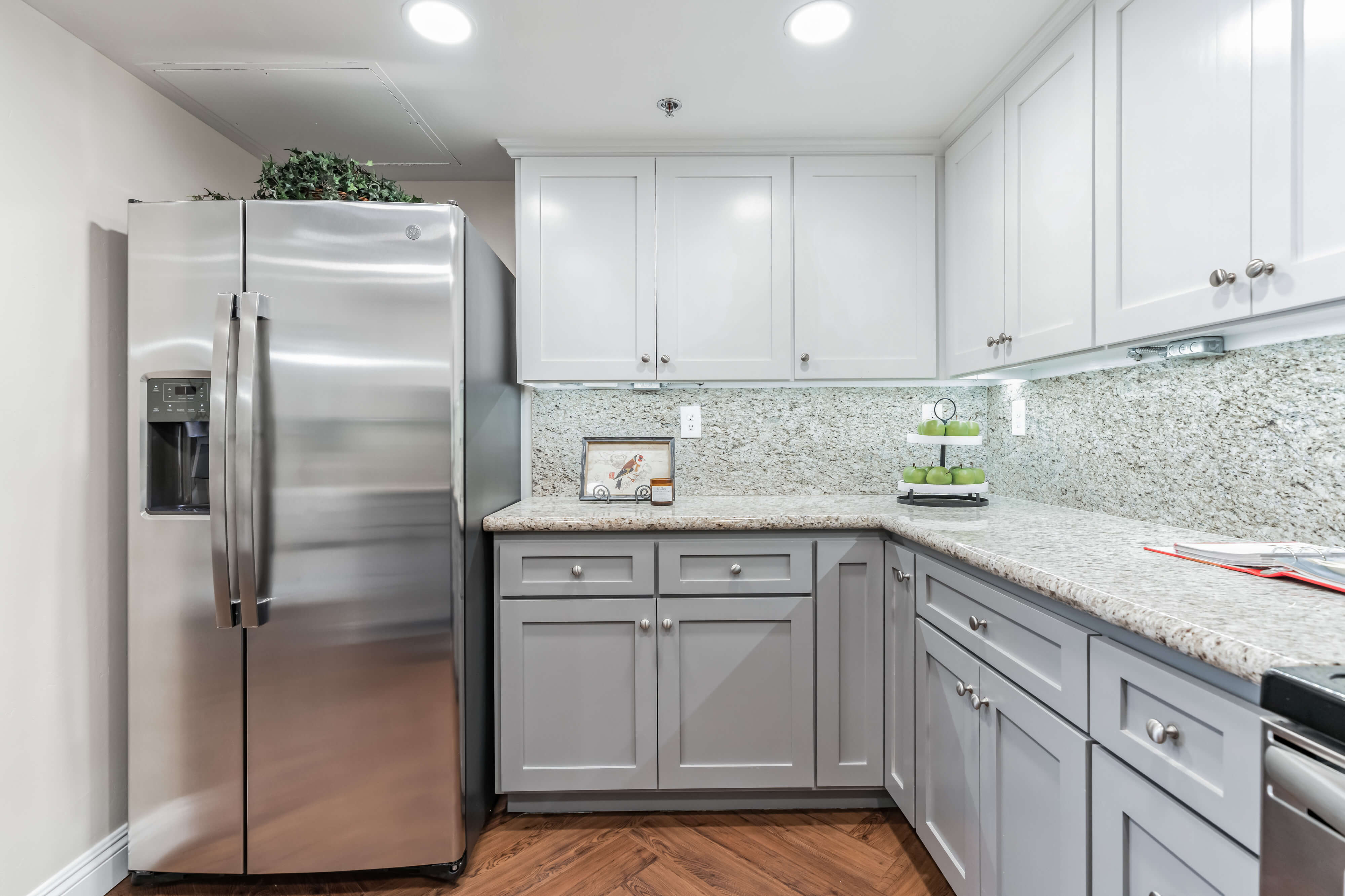 Kicthen with white cabinets