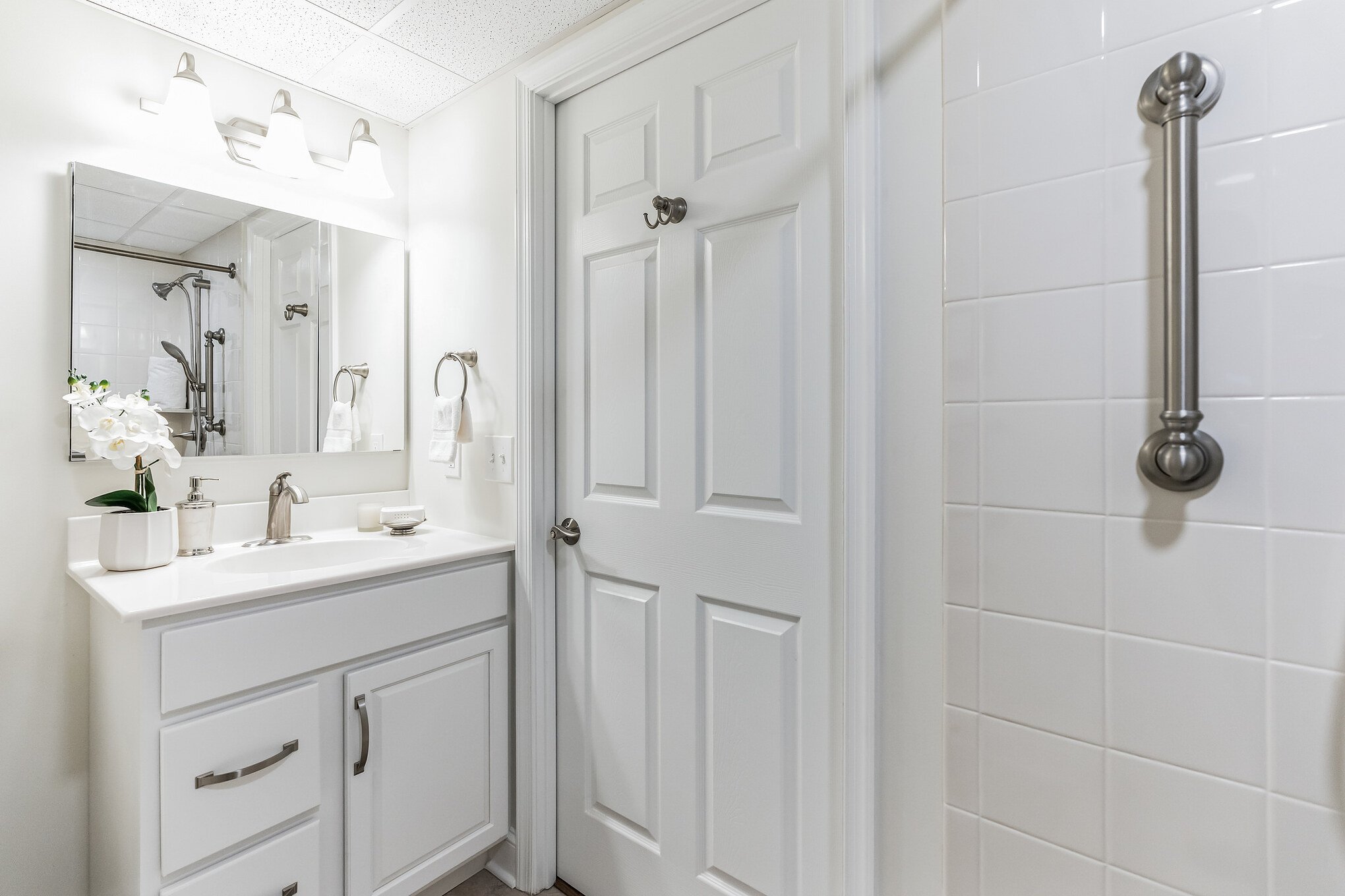 Bathroom white cabinet