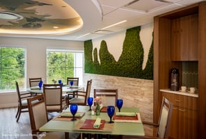 Dining space with green living wall