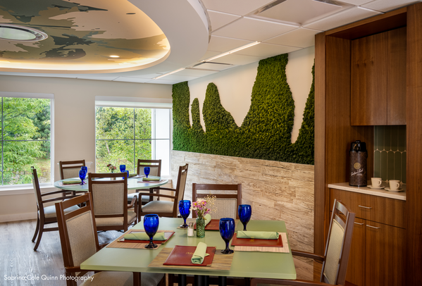 Dining space with green living wall