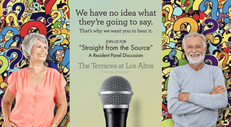 Graphic showcasing the upcoming event at The Terraces in Los Altos.