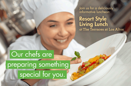 Graphic showcasing our chefs are crafting something special for you at The Terraces in Los Altos.