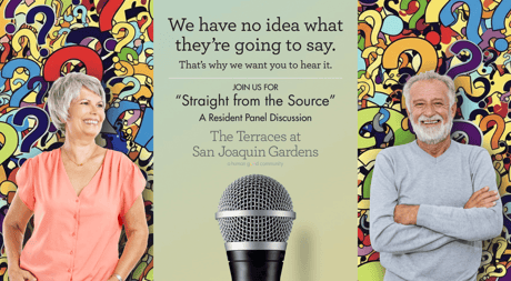 Graphic showcasing the upcoming event at The Terraces at San Joaquin Gardens