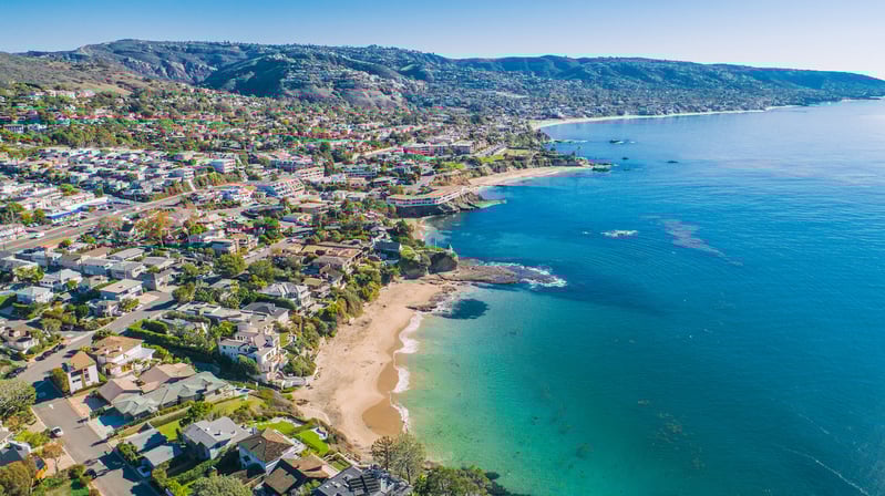 The view of the beach in Southern California 