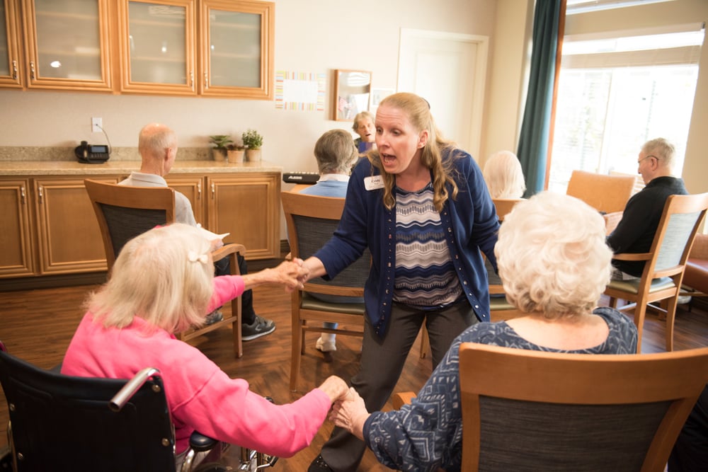 Indoor activities at Redwood Terrace senior living community