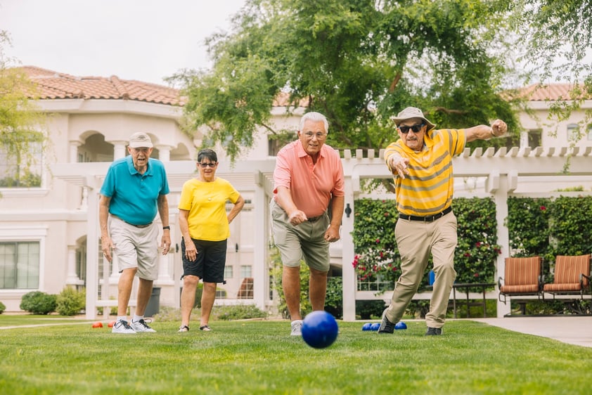 Residents playing bocce ball