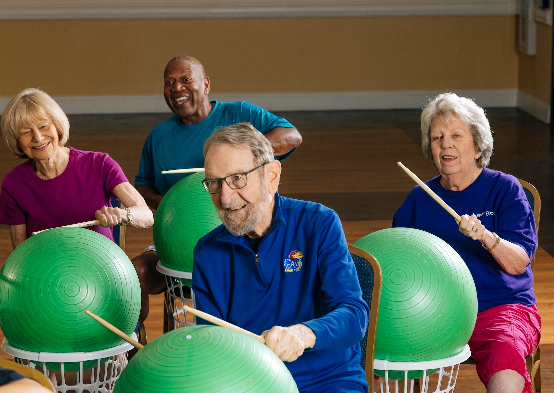 Residents in a fitness class