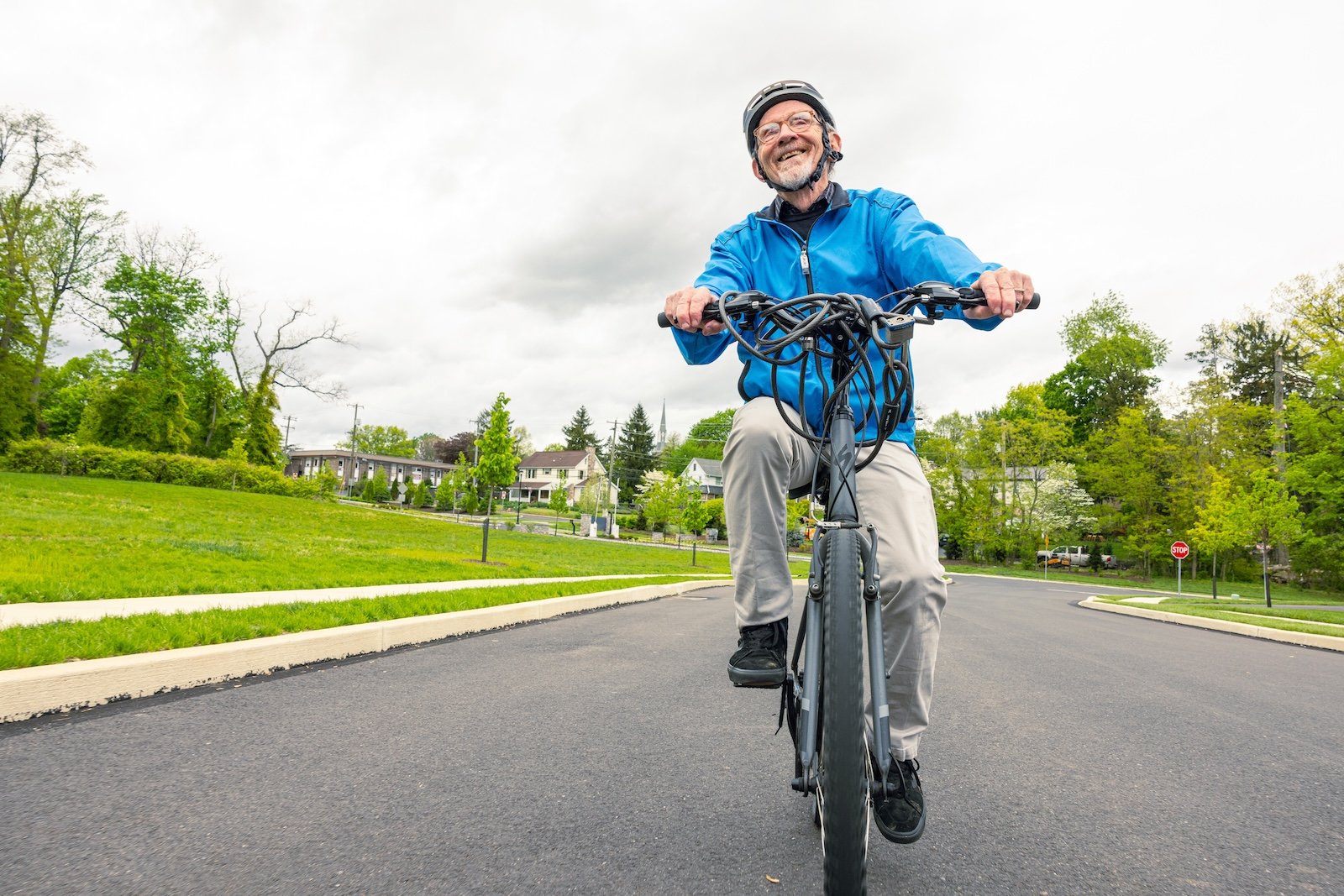 older man biking
