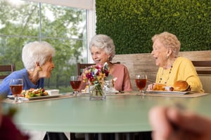 Three ladies at lunch. 
