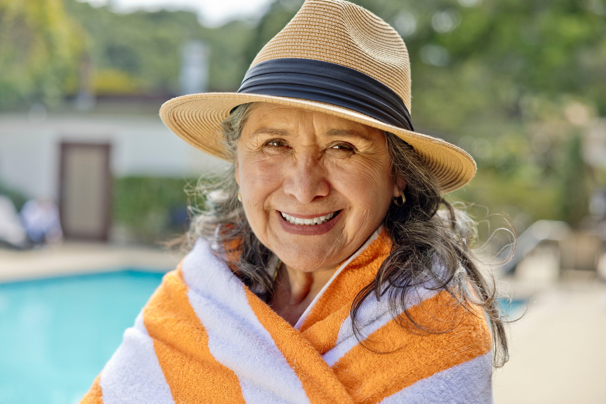 Hispanic woman at pool