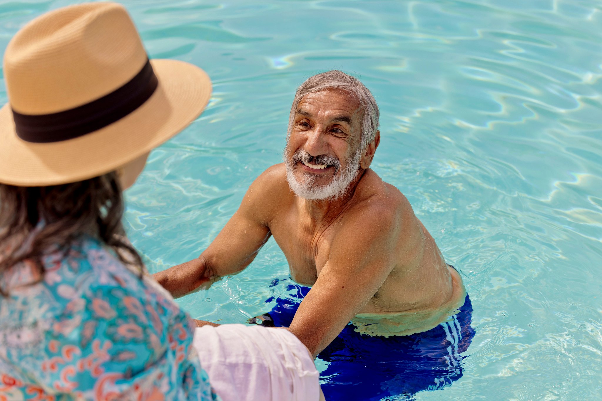 man in pool