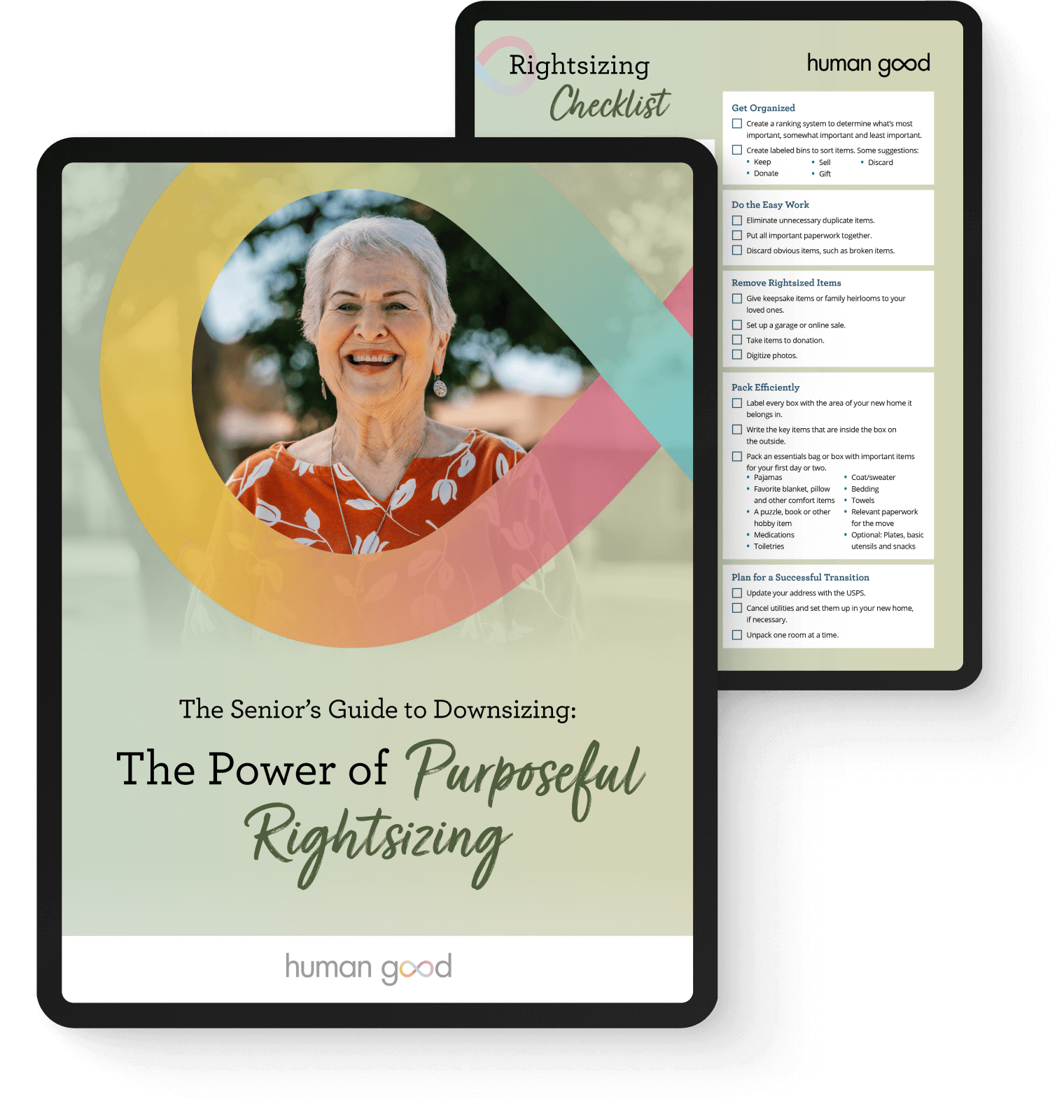 Cover image of HumanGood's Rightsizing guide and checklist