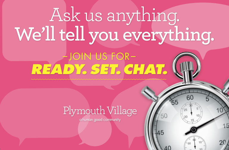 Promotional image with text about a chat event and a stopwatch illustration on a pink background with speech bubbles Promotional image with text about a chat event and a stopwatch illustration on a pink background with speech bubbles
