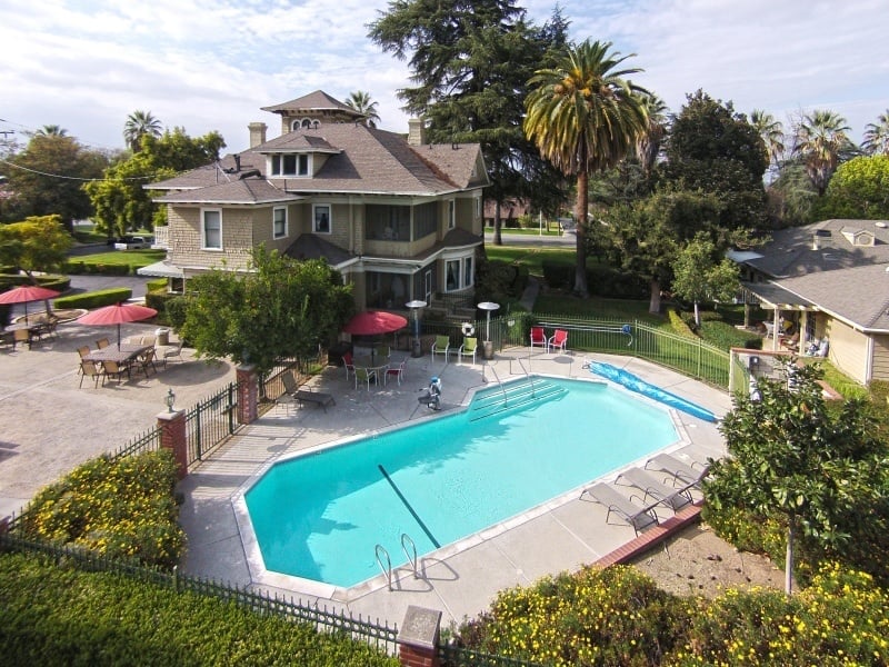 Aerial view of the Plymouth Village pool