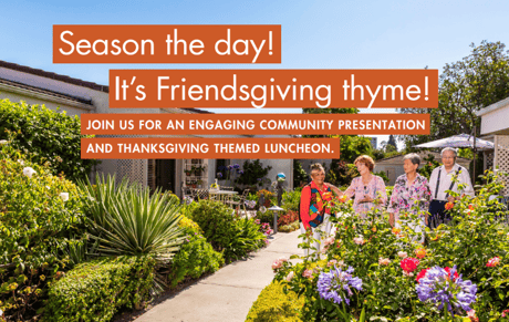 Promotional graphic for Friendsgiving luncheon at Regent's Point. 