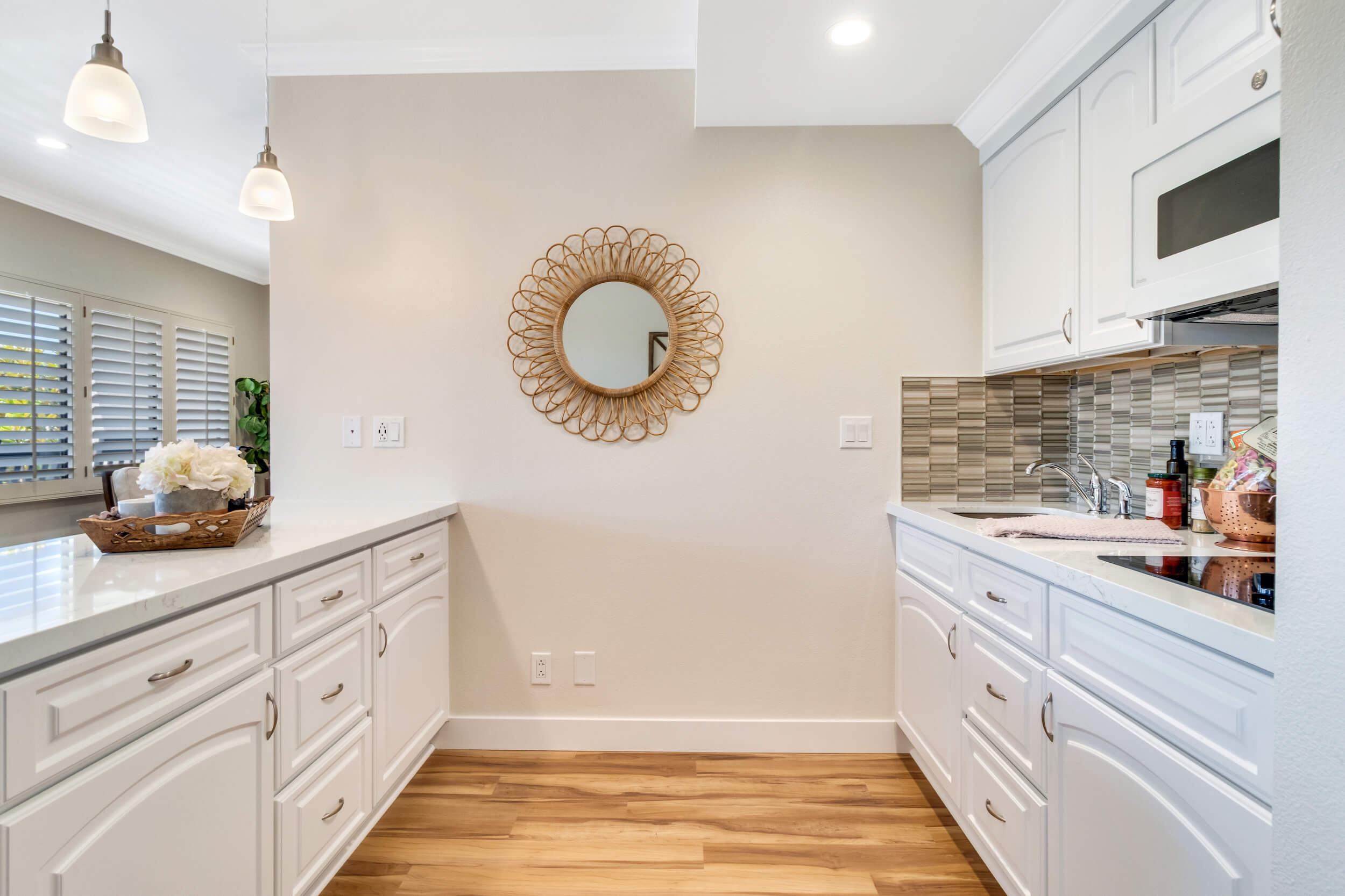 Kitchen and countertop inside apartment