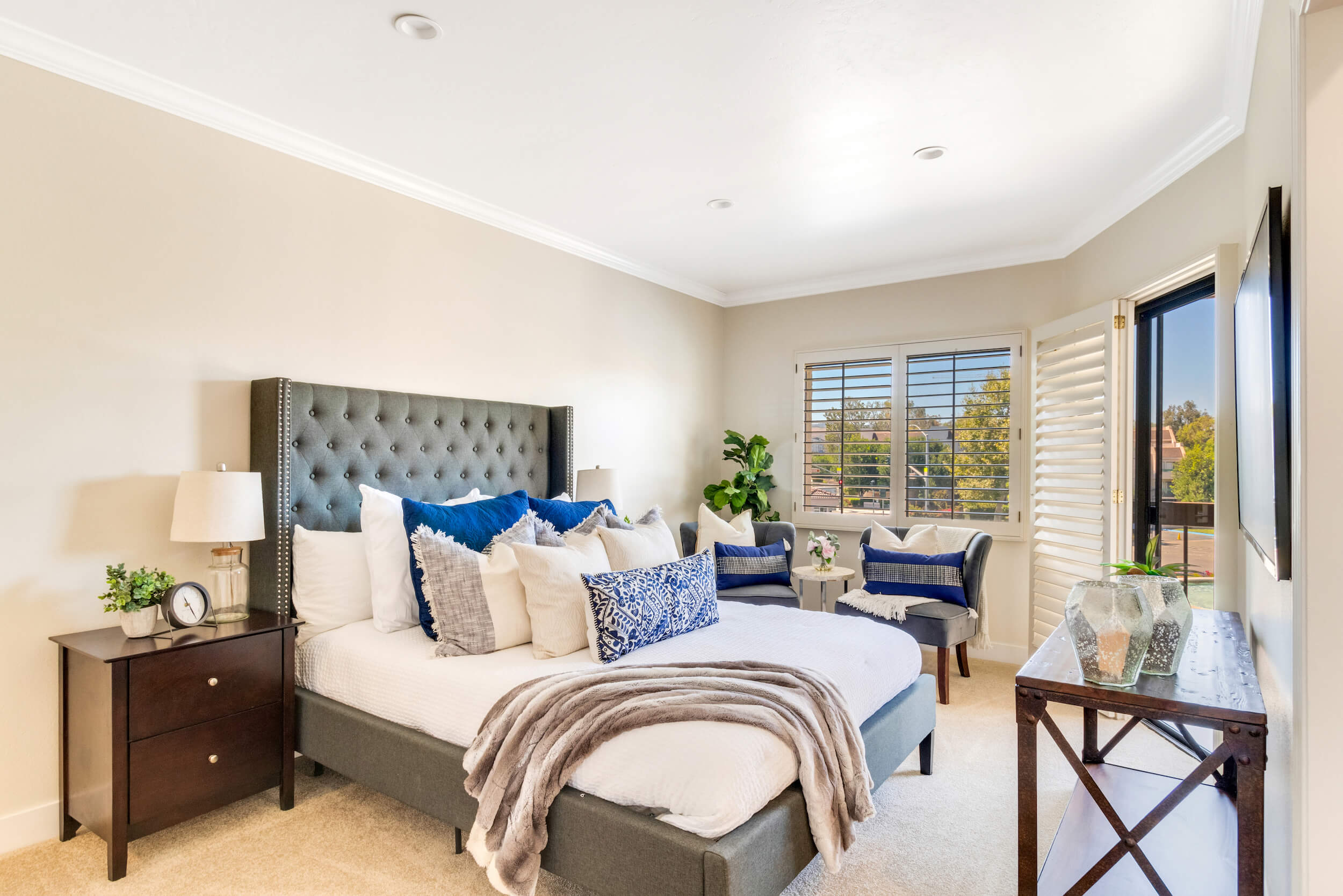 Master bedroom inside Regents Point apartment