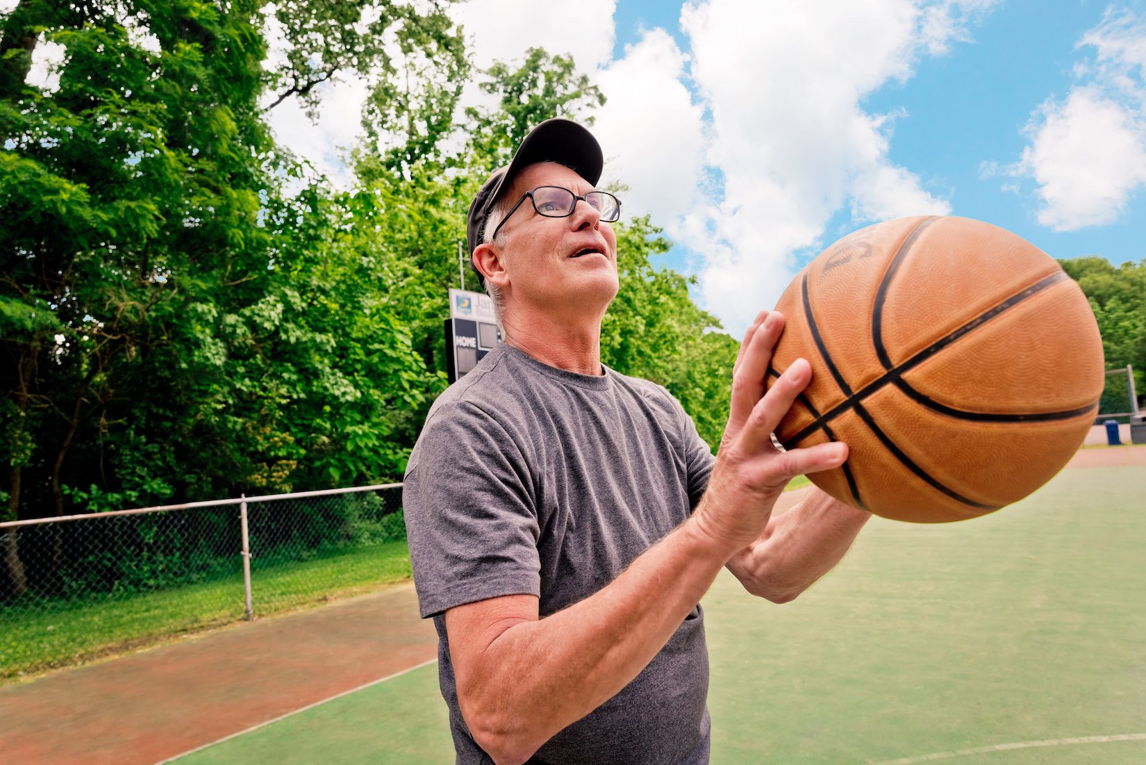 man playing basketball