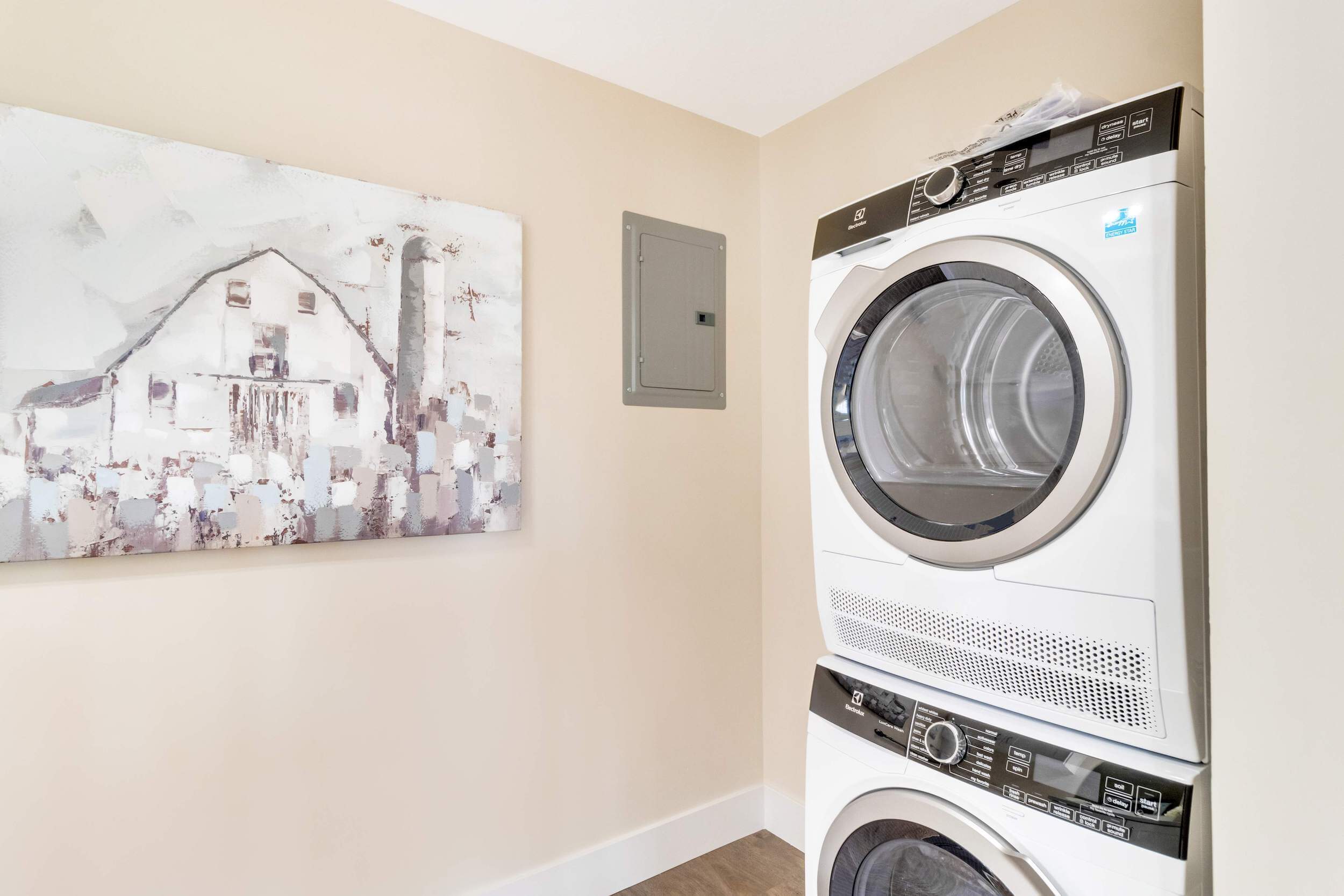 Washer and dryer inside Regents Point apartment home