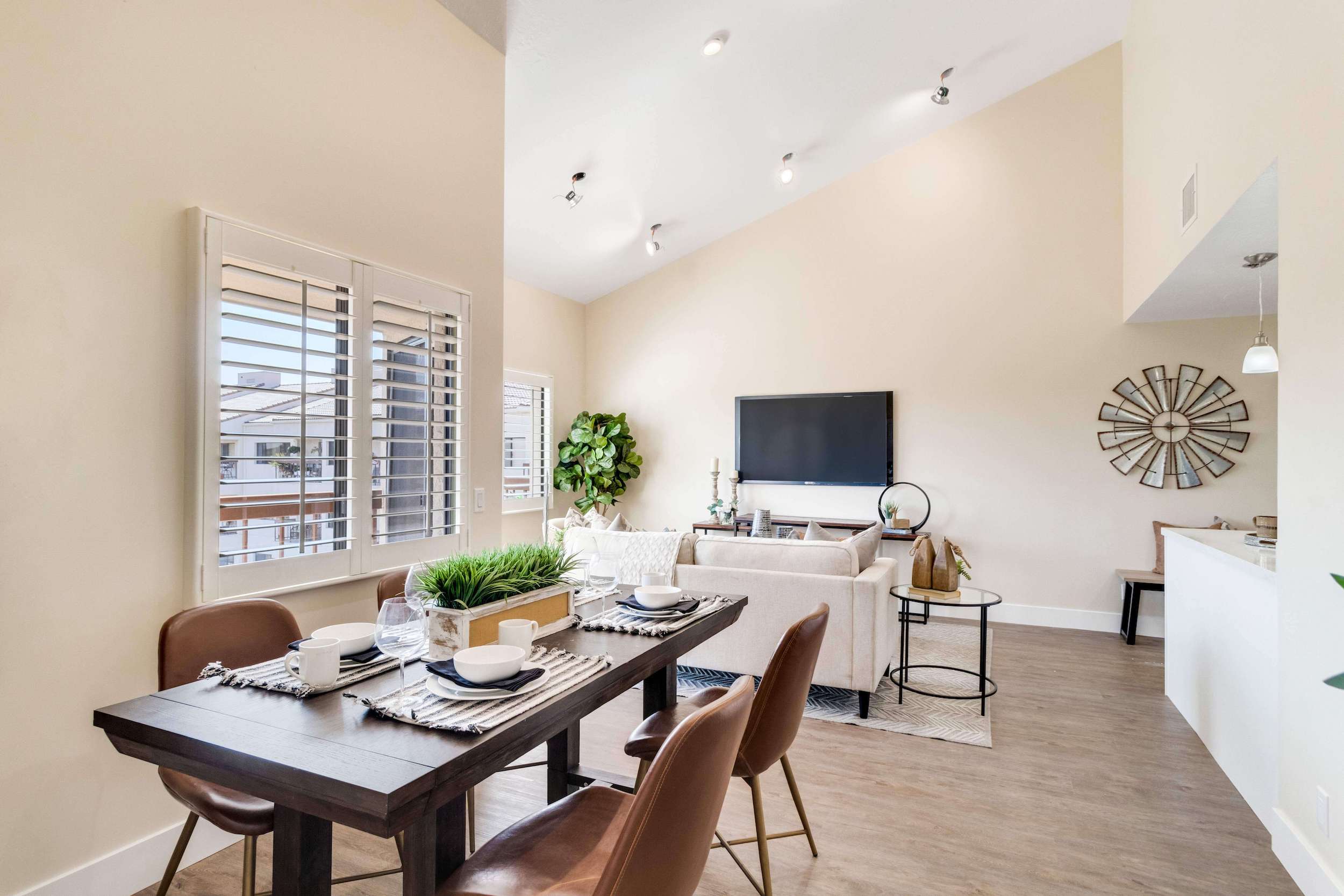 Open dining/living room inside a Regents Point apartment home