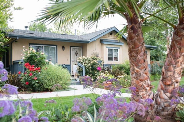 One-story house at Redwood Terrace senior living community in Escondido, California