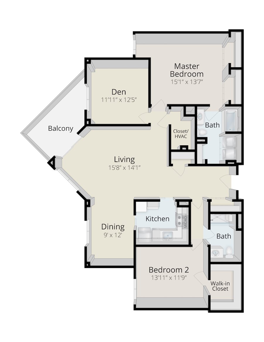 Rydal-park-residence-Woodside_TwoBedroomwithDen_1500SF_3D