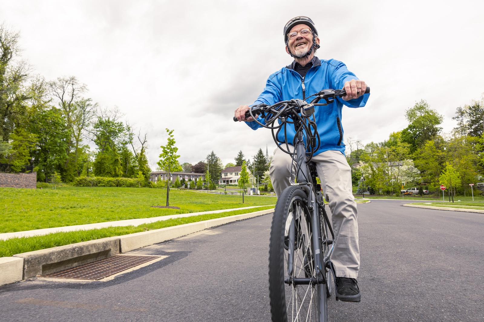 Senior man riding a bike