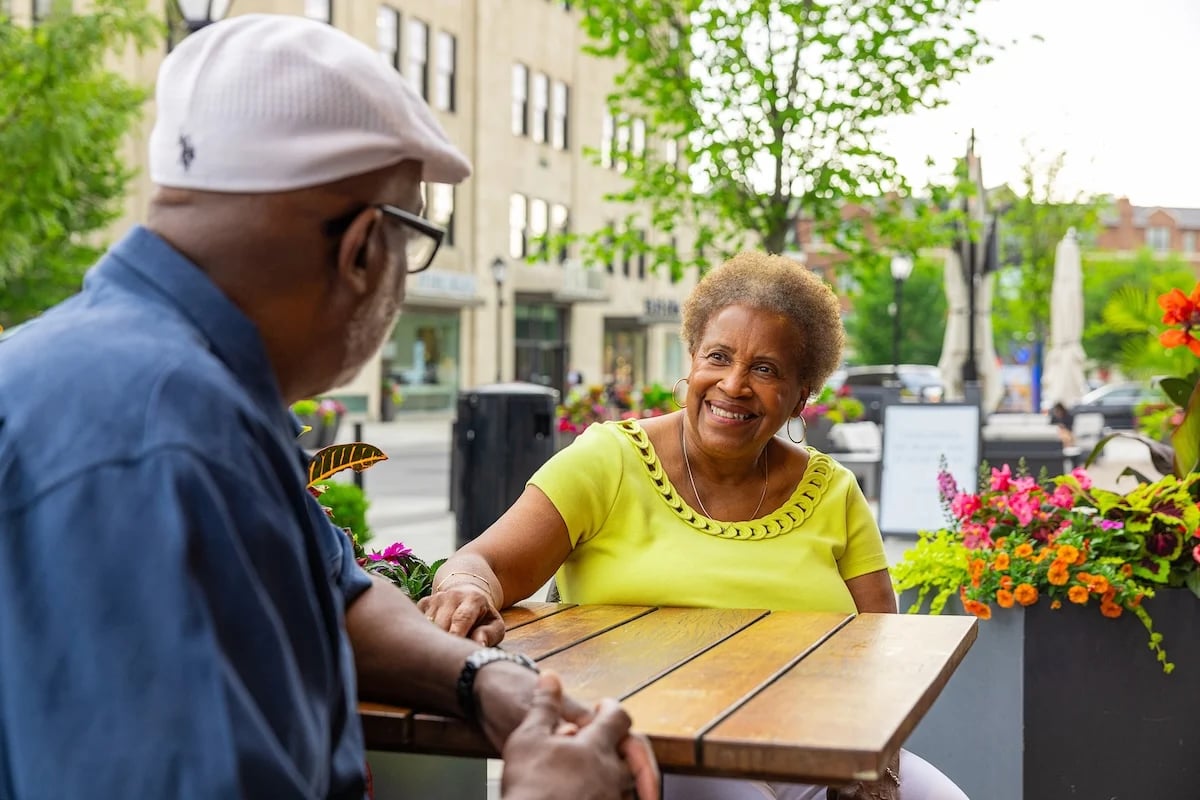 Senior couple at outdoor table