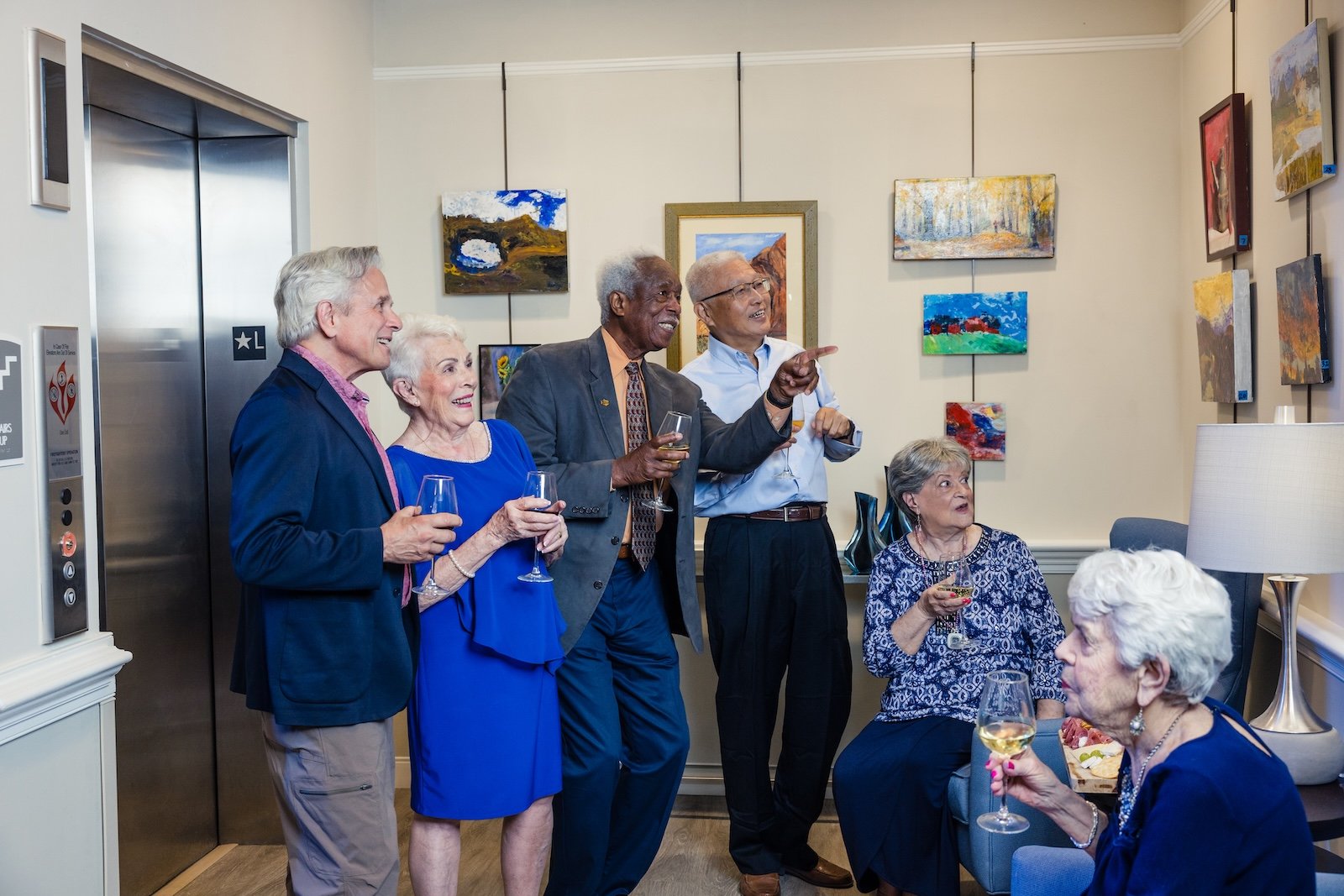 group of residents at an art gallery