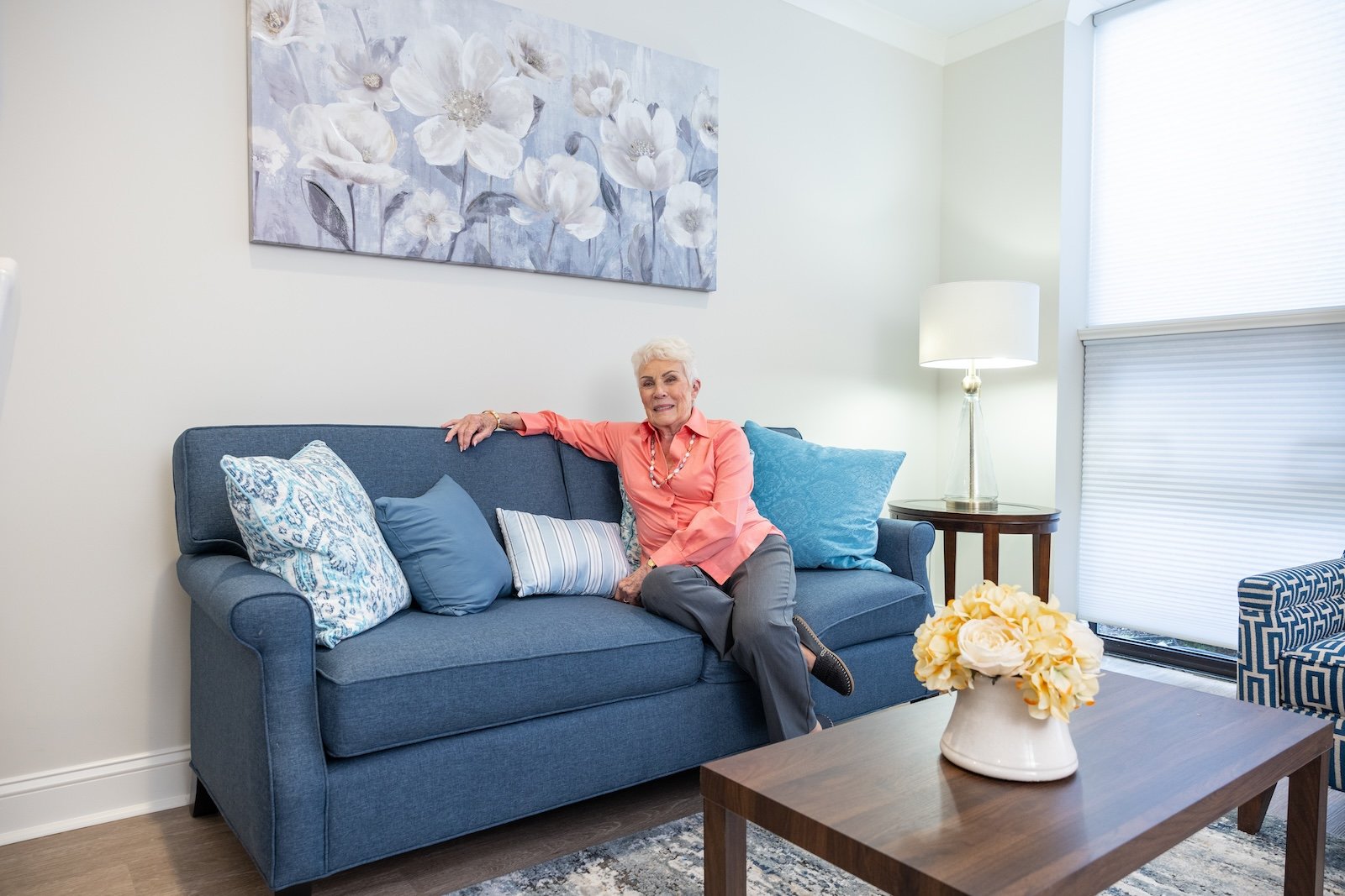 woman smiling in apartment