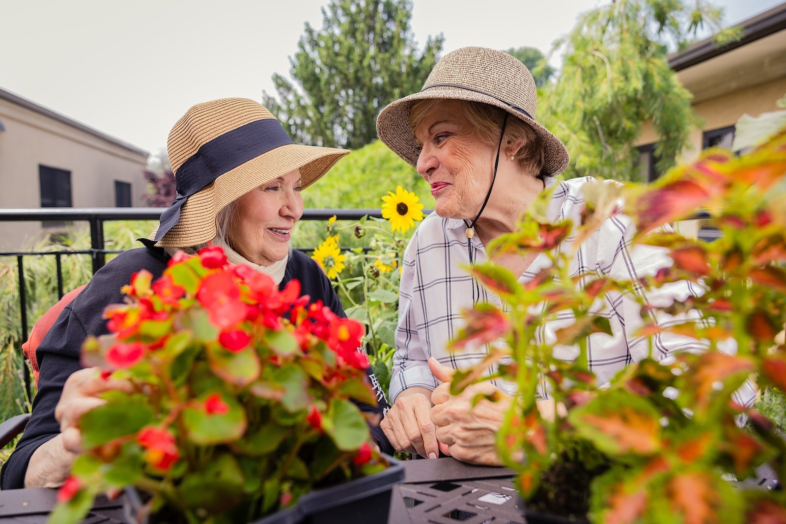 women in garden