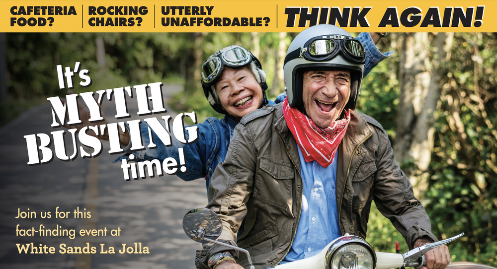 A couple smiling while going for a ride on a motorbike