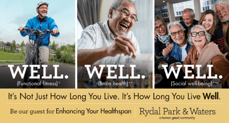 Promotional graphic for Enhancing Your Healthspan at Rydal Park & Waters.