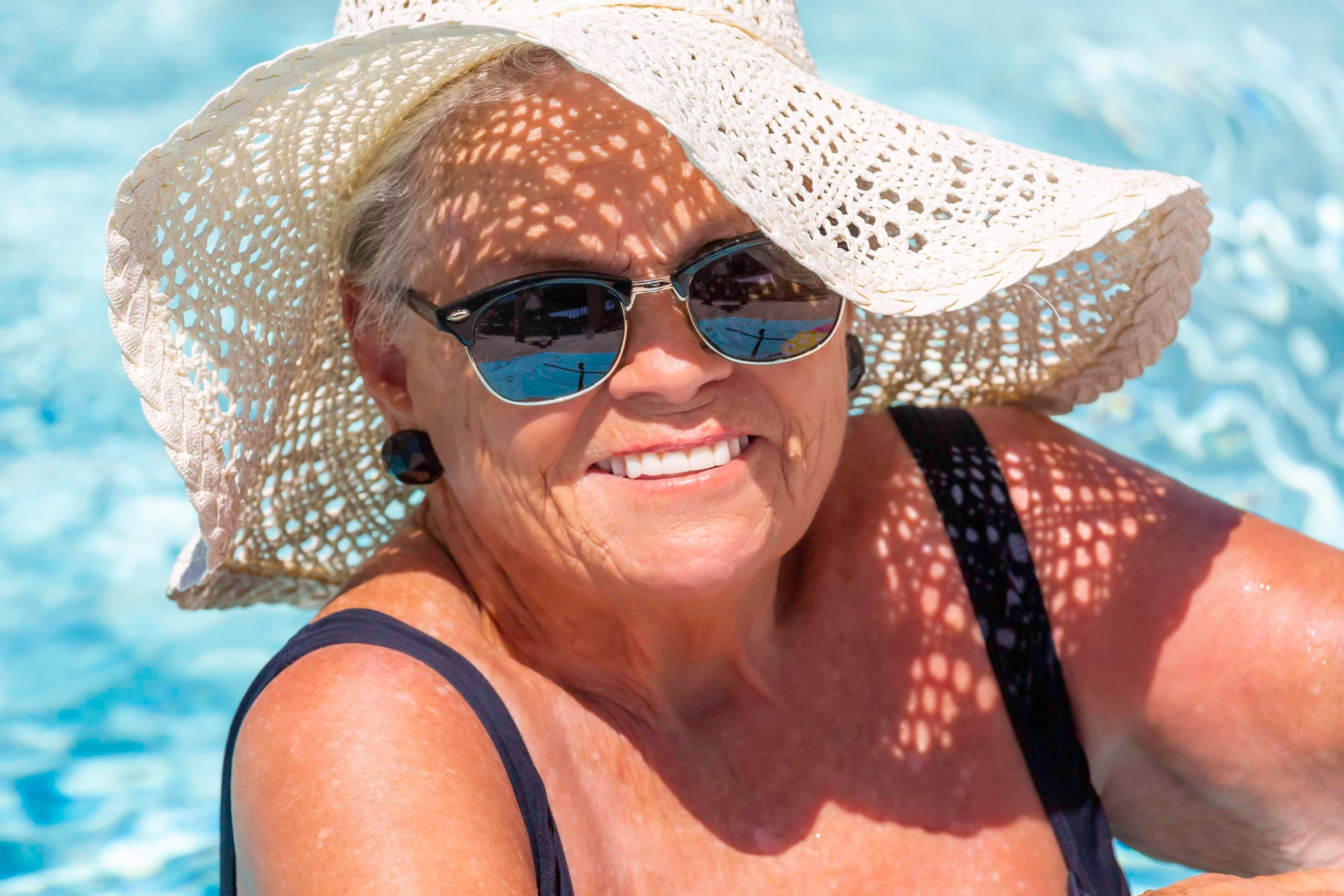 woman in pool