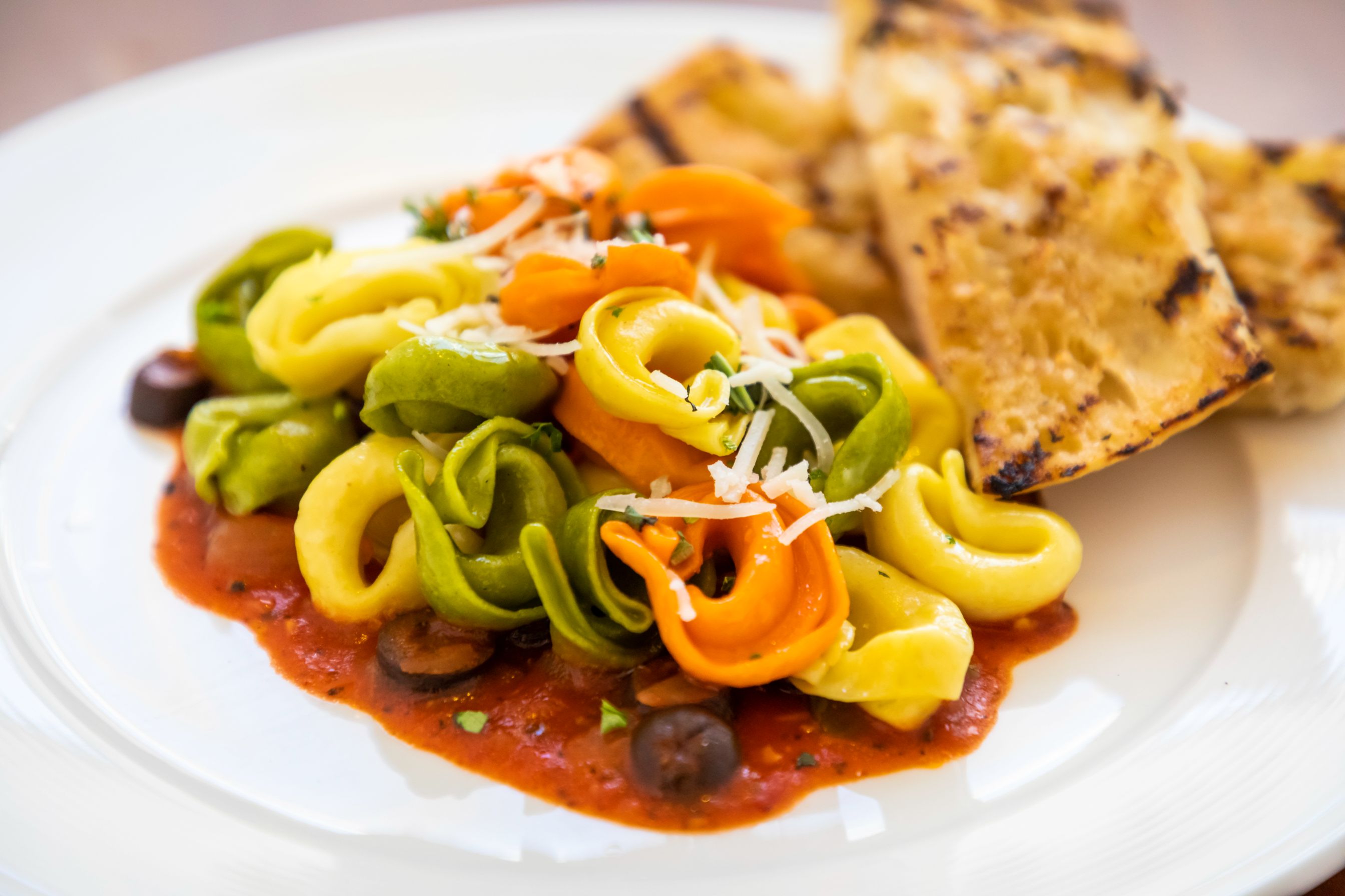 Plate of food - pasta and salmon