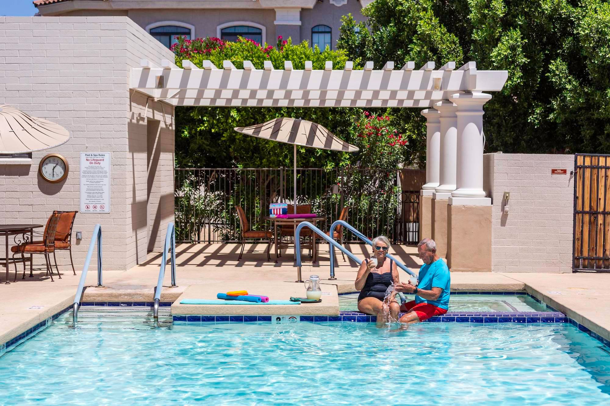 couple at pool