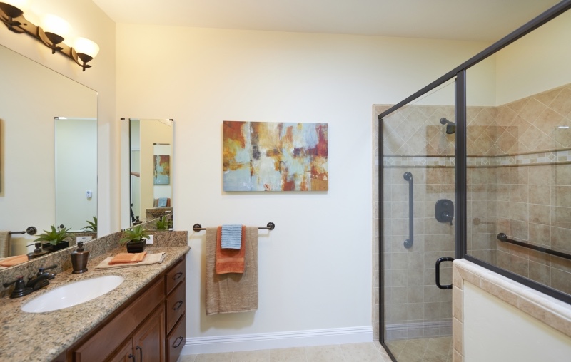 Bathroom with glass shower door