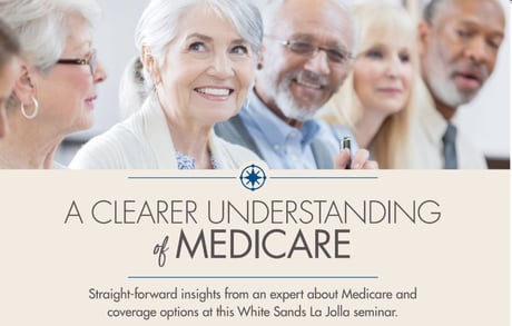 Promotional graphic for A Clearer Understanding of Medicare event at White Sands. 