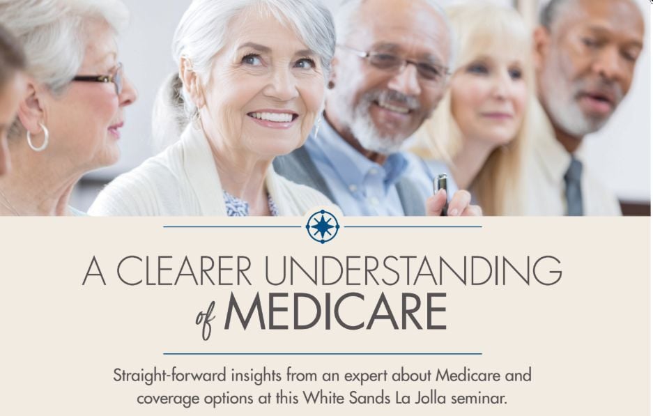 People in conversation at a seminar promoting 'A Clearer Understanding of Medicare' event at White Sands La Jolla. People in conversation at a seminar promoting 'A Clearer Understanding of Medicare' event at White Sands La Jolla.